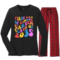 First Day Of Kindergarten Class Of 2035 Colorful Women's Long Sleeve Flannel Pajama Set 