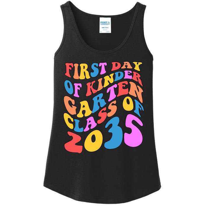 First Day Of Kindergarten Class Of 2035 Colorful Ladies Essential Tank