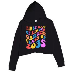 First Day Of Kindergarten Class Of 2035 Colorful Crop Fleece Hoodie