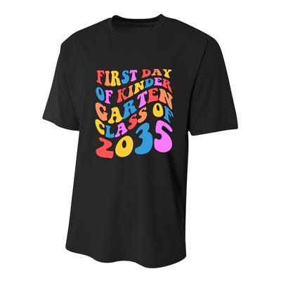 First Day Of Kindergarten Class Of 2035 Colorful Youth Performance Sprint T-Shirt