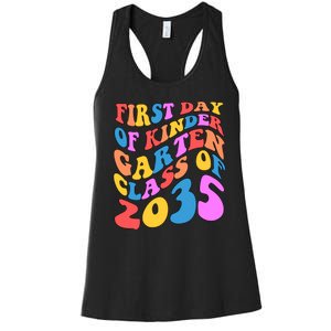 First Day Of Kindergarten Class Of 2035 Colorful Women's Racerback Tank