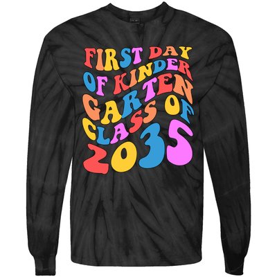 First Day Of Kindergarten Class Of 2035 Colorful Tie-Dye Long Sleeve Shirt