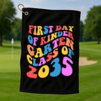 First Day Of Kindergarten Class Of 2035 Colorful Golf Towel