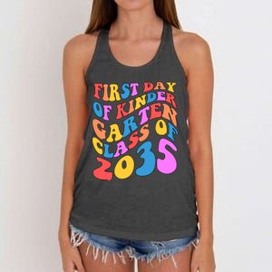 First Day Of Kindergarten Class Of 2035 Colorful Women's Knotted Racerback Tank