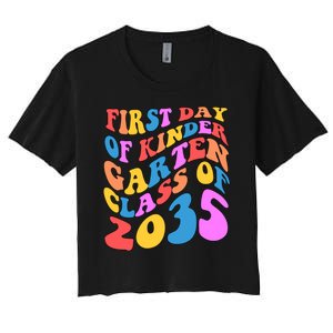 First Day Of Kindergarten Class Of 2035 Colorful Women's Crop Top Tee