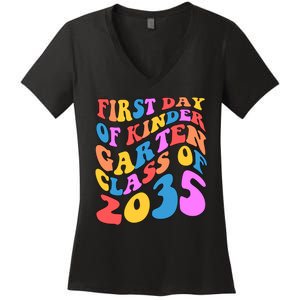 First Day Of Kindergarten Class Of 2035 Colorful Women's V-Neck T-Shirt