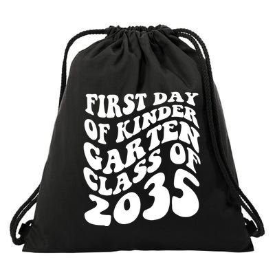 First Day Of Kindergarten Class Of 2035 Retro Drawstring Bag