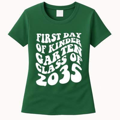 First Day Of Kindergarten Class Of 2035 Retro Womens T-Shirt