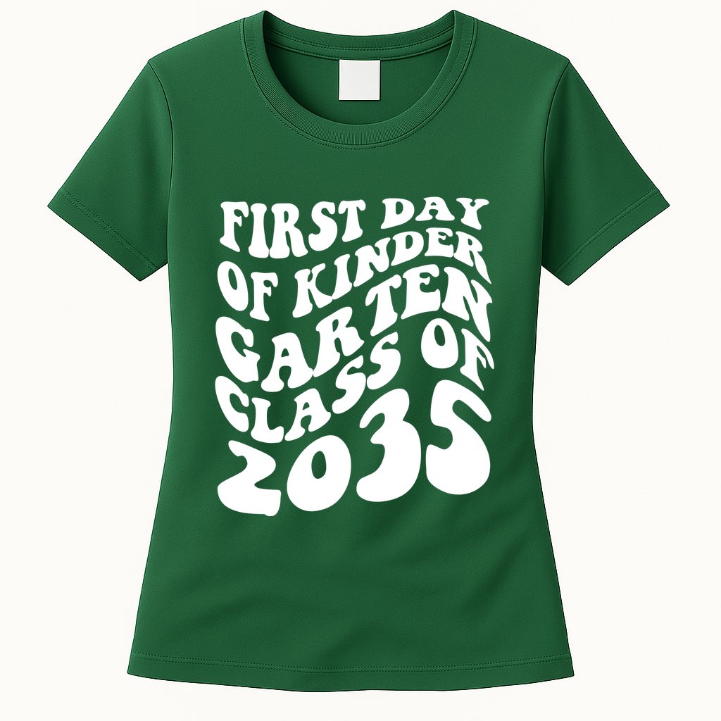 First Day Of Kindergarten Class Of 2035 Retro Womens T-Shirt