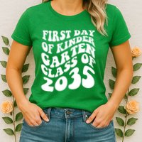 First Day Of Kindergarten Class Of 2035 Retro Womens T-Shirt