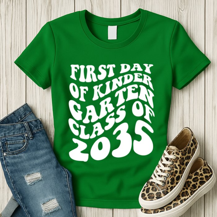 First Day Of Kindergarten Class Of 2035 Retro Womens T-Shirt