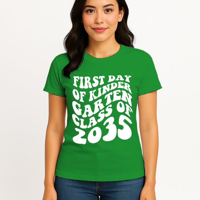 First Day Of Kindergarten Class Of 2035 Retro Womens T-Shirt