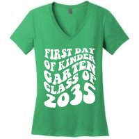 First Day Of Kindergarten Class Of 2035 Retro Women's V-Neck T-Shirt