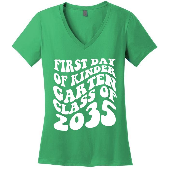First Day Of Kindergarten Class Of 2035 Retro Women's V-Neck T-Shirt