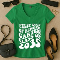 First Day Of Kindergarten Class Of 2035 Retro Women's V-Neck T-Shirt