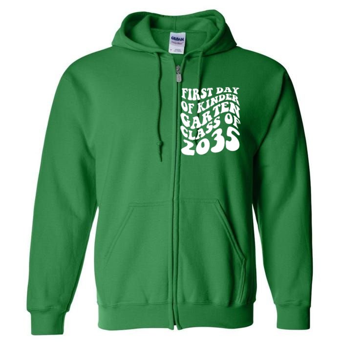 First Day Of Kindergarten Class Of 2035 Retro Full Zip Hoodie