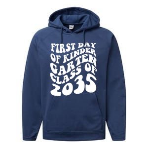 First Day Of Kindergarten Class Of 2035 Retro Performance Fleece Hoodie