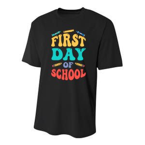 First Day Of School Back To School For Teacher Gift Youth Performance Sprint T-Shirt