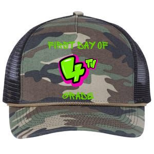 First Day Of 4th Grade Back To School Retro Rope Trucker Hat Cap