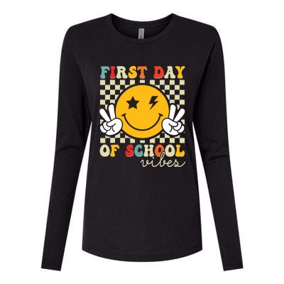 First Day Of School Vibes Back To School Teachers Students Womens Cotton Relaxed Long Sleeve T-Shirt