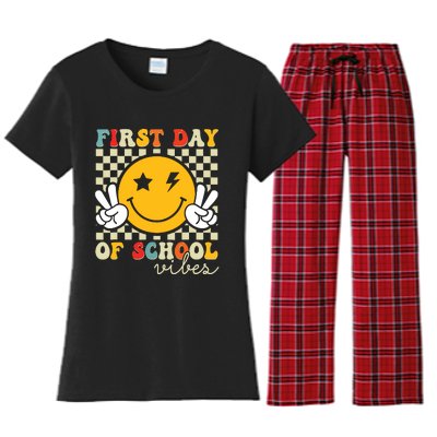 First Day Of School Vibes Back To School Teachers Students Women's Flannel Pajama Set