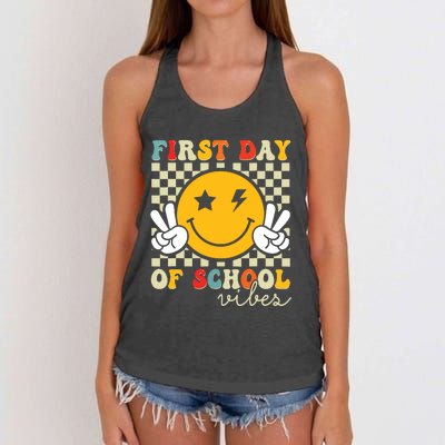 First Day Of School Vibes Back To School Teachers Students Women's Knotted Racerback Tank