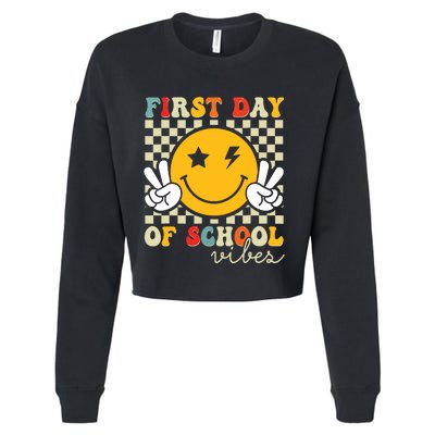 First Day Of School Vibes Back To School Teachers Students Cropped Pullover Crew