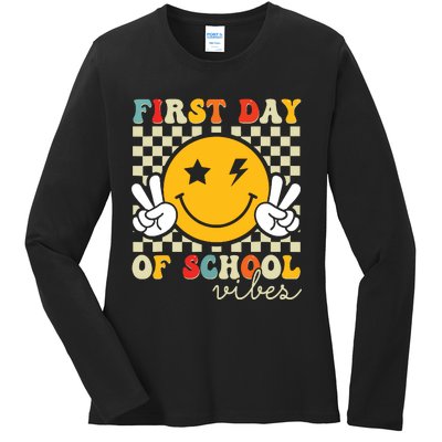 First Day Of School Vibes Back To School Teachers Students Ladies Long Sleeve Shirt