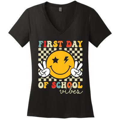 First Day Of School Vibes Back To School Teachers Students Women's V-Neck T-Shirt