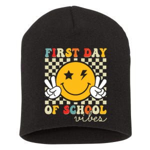 First Day Of School Vibes Back To School Teachers Students Short Acrylic Beanie