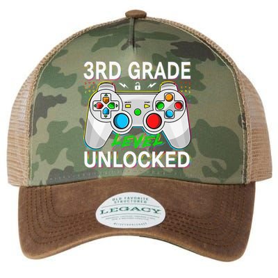 First Day Of 3rd Grade Level Unlocked School Gamer Kids Legacy Tie Dye Trucker Hat