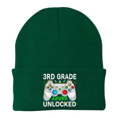 First Day Of 3rd Grade Level Unlocked School Gamer Kids Knit Cap Winter Beanie