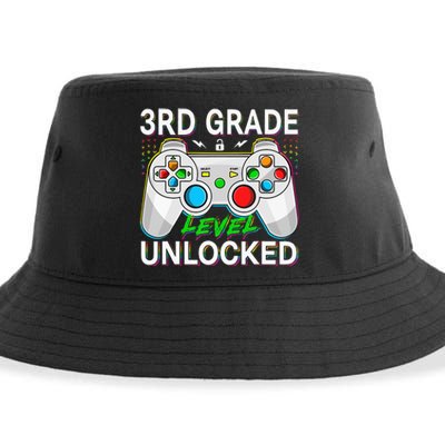 First Day Of 3rd Grade Level Unlocked School Gamer Kids Sustainable Bucket Hat