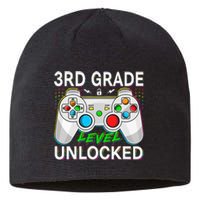 First Day Of 3rd Grade Level Unlocked School Gamer Kids Sustainable Beanie