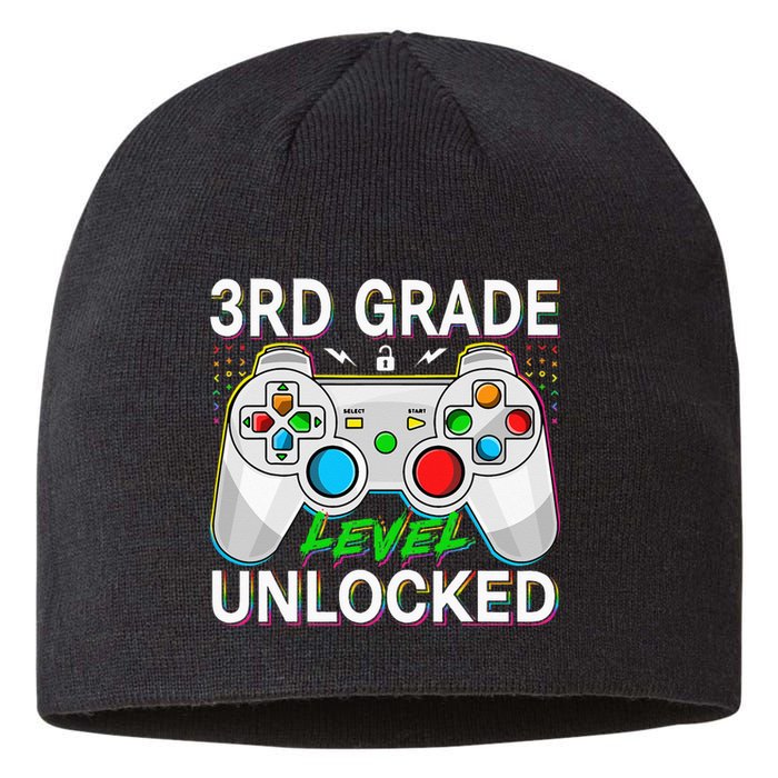 First Day Of 3rd Grade Level Unlocked School Gamer Kids Sustainable Beanie