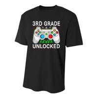 First Day Of 3rd Grade Level Unlocked School Gamer Kids Youth Performance Sprint T-Shirt