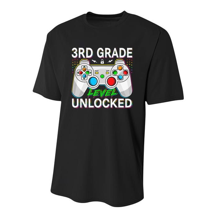 First Day Of 3rd Grade Level Unlocked School Gamer Kids Youth Performance Sprint T-Shirt