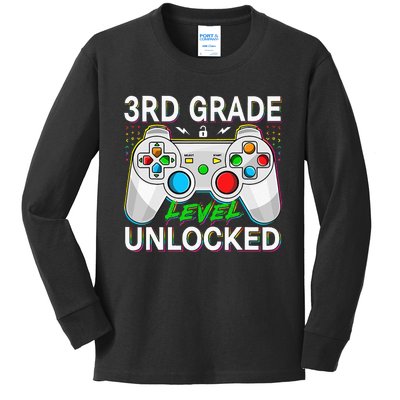 First Day Of 3rd Grade Level Unlocked School Gamer Kids Kids Long Sleeve Shirt