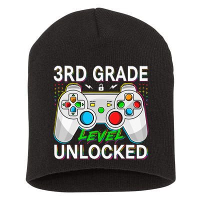 First Day Of 3rd Grade Level Unlocked School Gamer Kids Short Acrylic Beanie