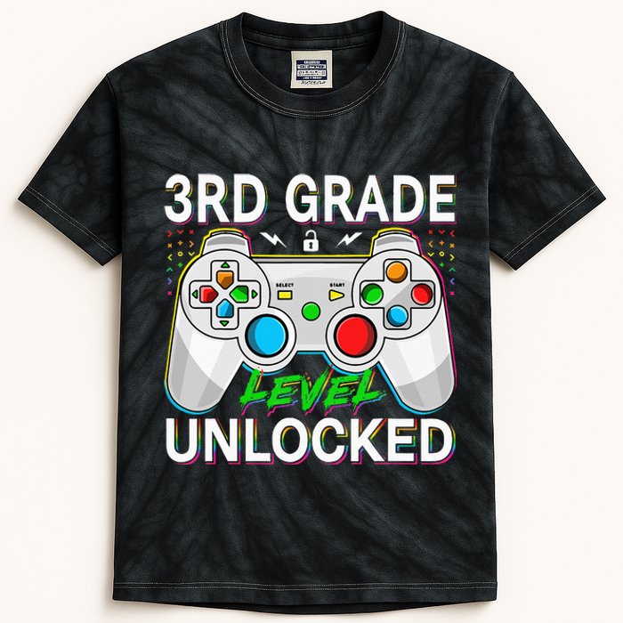 First Day Of 3rd Grade Level Unlocked School Gamer Kids Kids Tie-Dye T-Shirt