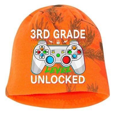 First Day Of 3rd Grade Level Unlocked School Gamer Kids Kati - Camo Knit Beanie