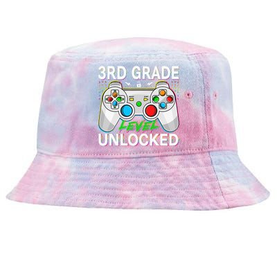 First Day Of 3rd Grade Level Unlocked School Gamer Kids Tie-Dyed Bucket Hat