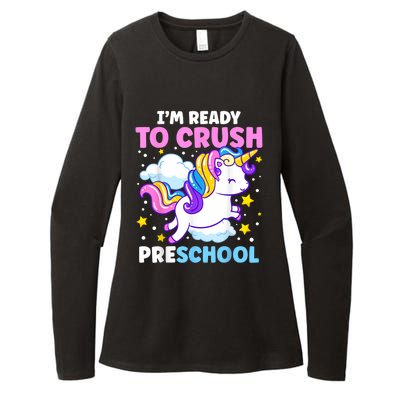 First Day Of PreK Im Ready To Crush Preschool Unicorn Kids Womens CVC Long Sleeve Shirt