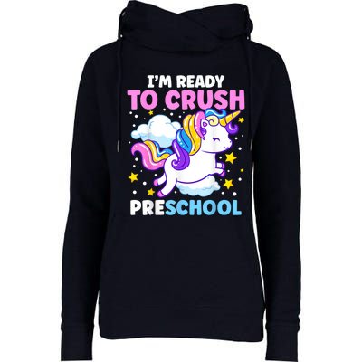 First Day Of PreK Im Ready To Crush Preschool Unicorn Kids Womens Funnel Neck Pullover Hood