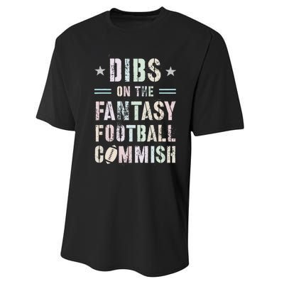 Funny Dibs On The Fantasy Football Commish Game Commissioner Performance Sprint T-Shirt