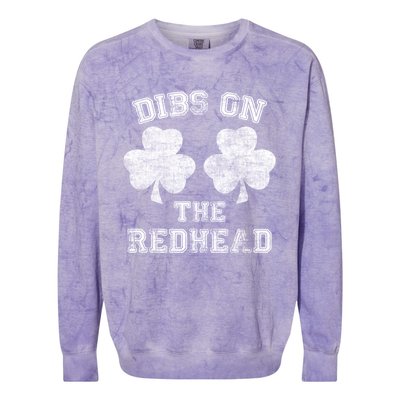 Funny Dibs On The Redhead For St Patricks Day Colorblast Crewneck Sweatshirt