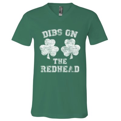 Funny Dibs On The Redhead For St Patricks Day V-Neck T-Shirt