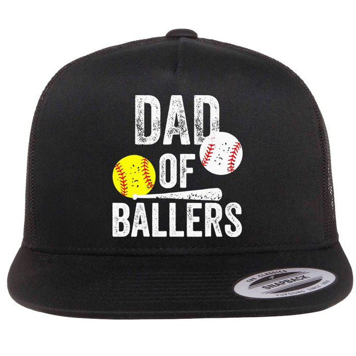 Funny Dad of Baseball and Softball Player Flat Bill Trucker Hat