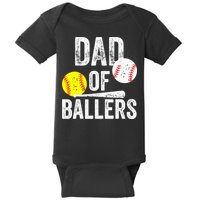 Funny Dad of Baseball and Softball Player Baby Bodysuit