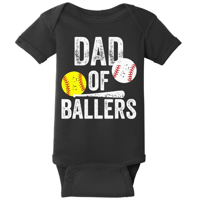 Funny Dad of Baseball and Softball Player Baby Bodysuit